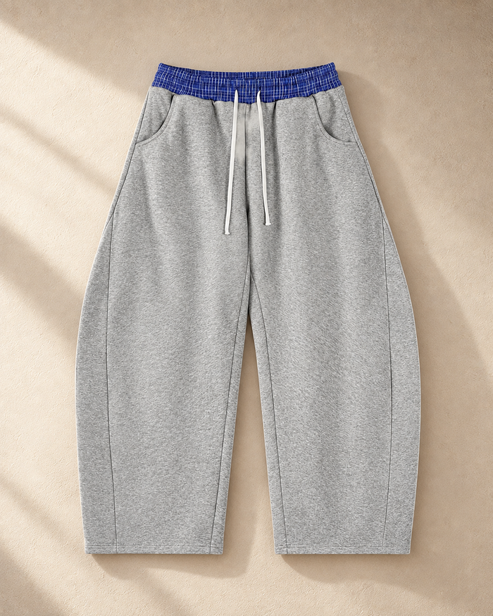Plaid Waistband Barrel Sweatpants