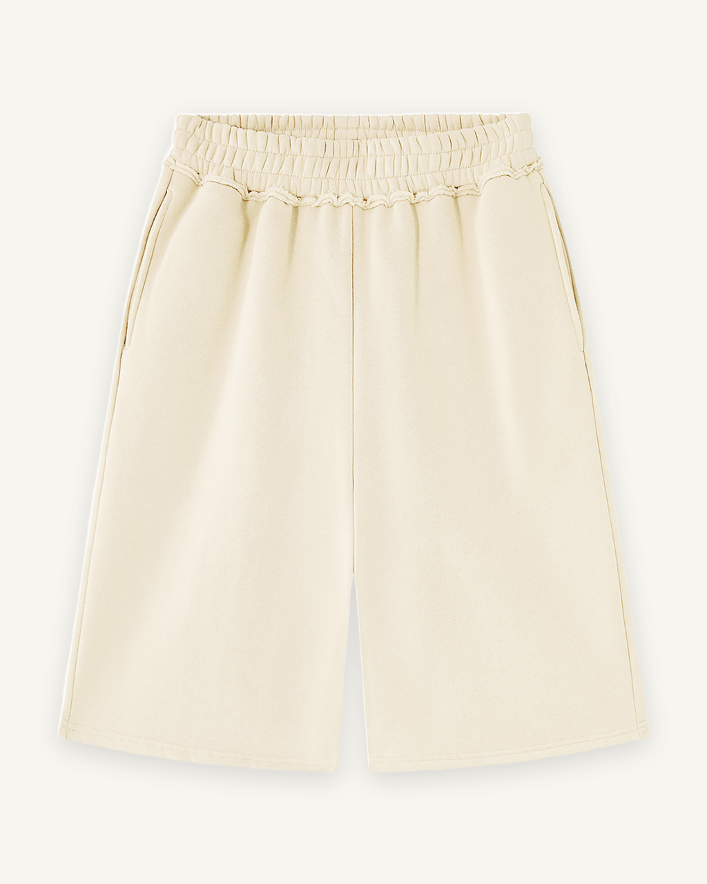 Home & Away Raw Edge Short in Apricot, front: 345 gsm brushed fleece with a raw edge waistband
