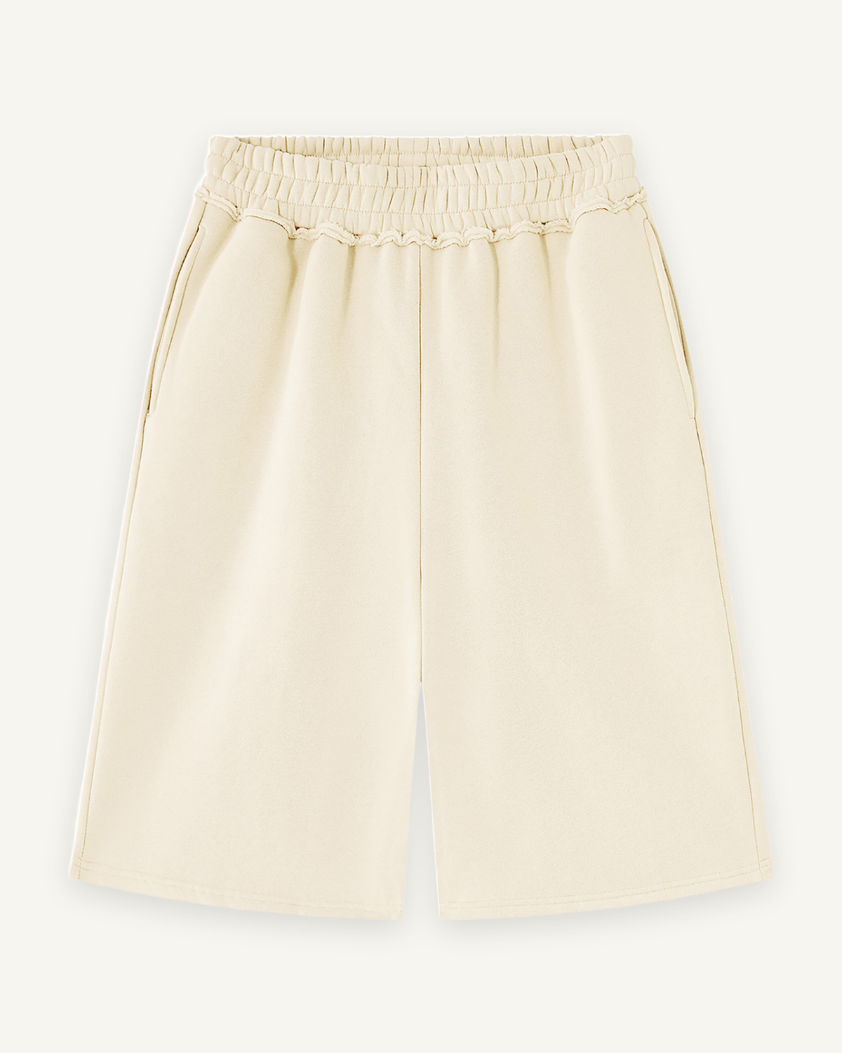 Home & Away Raw Edge Short in Apricot, front: 345 gsm brushed fleece with a raw edge waistband