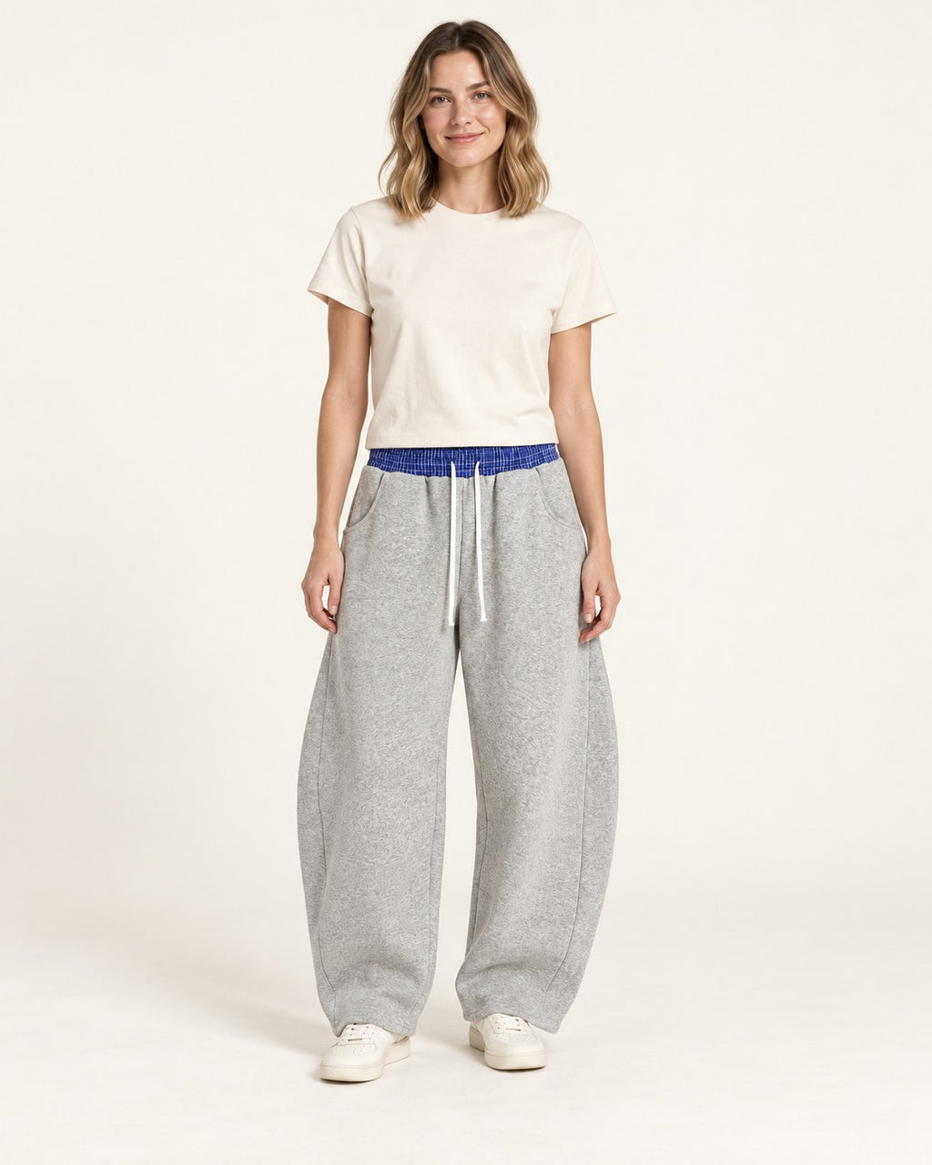 Plaid Waistband Barrel Sweatpants