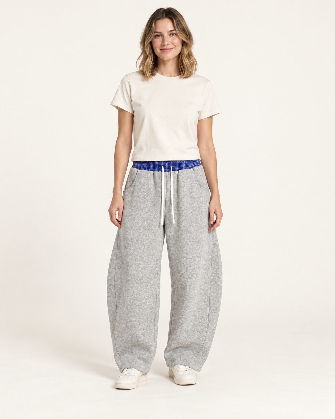 Plaid Waistband Barrel Sweatpants