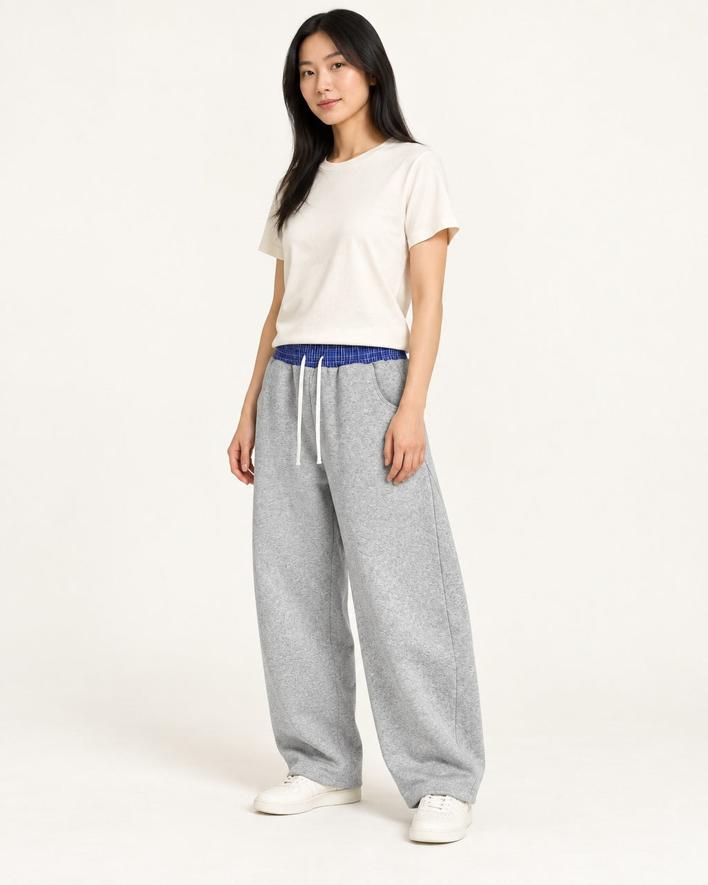Plaid Waistband Barrel Sweatpants