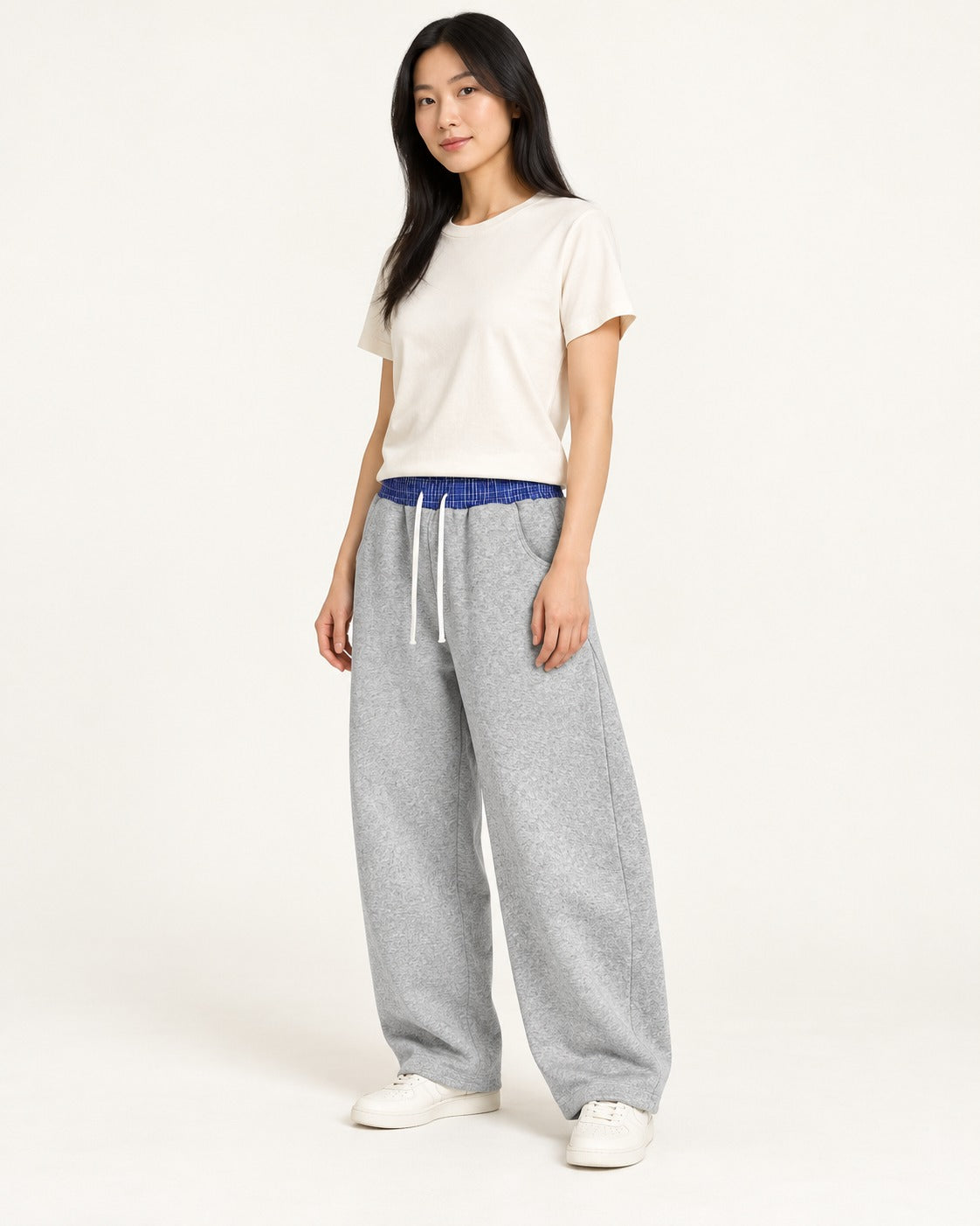 Plaid Waistband Barrel Sweatpants