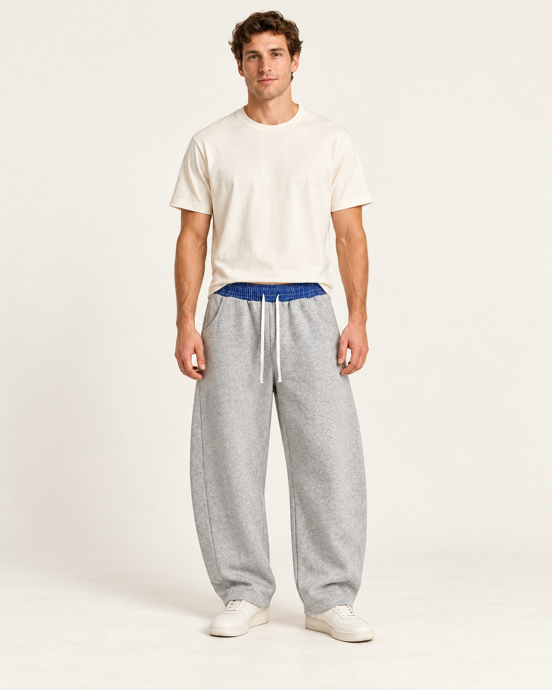 Plaid Waistband Barrel Sweatpants