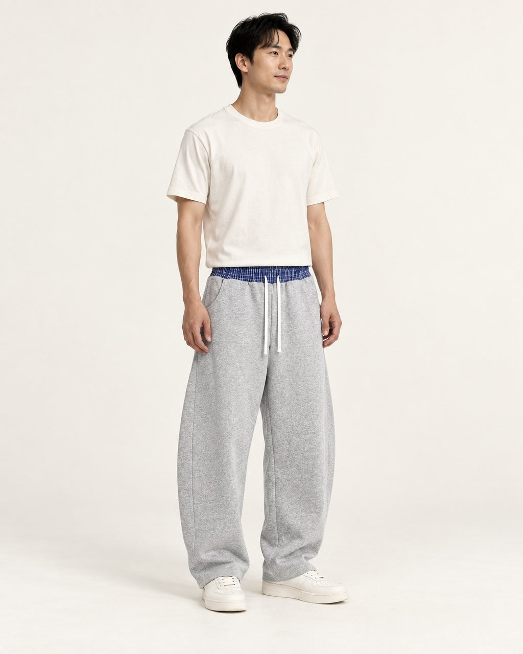 Plaid Waistband Barrel Sweatpants