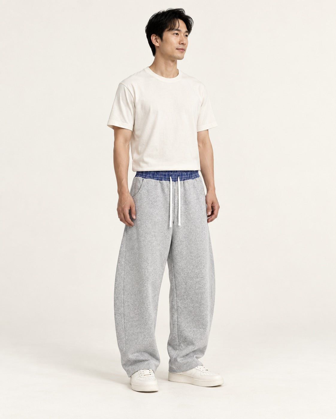 Plaid Waistband Barrel Sweatpants