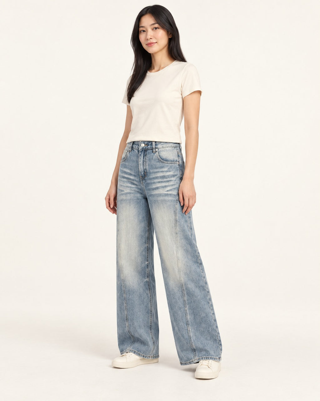 Women's Vintage Wash Wide-Leg Jeans