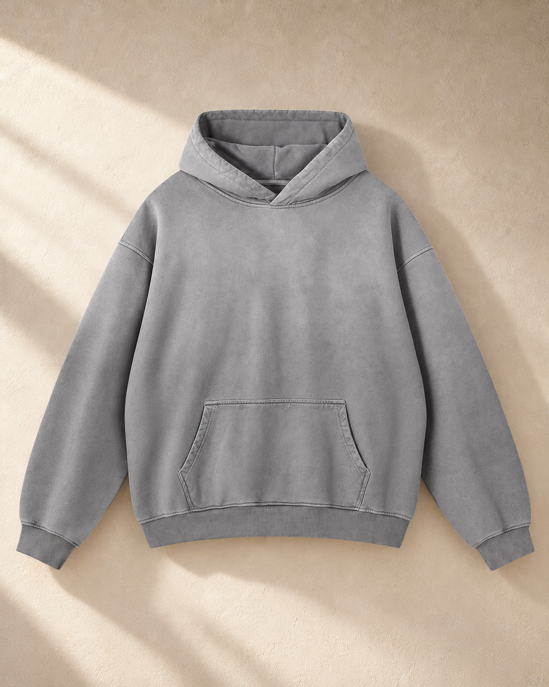Home & Away Boyfriend Hoodie in Gray, front: 400 gsm heavyweight loopback cotton with a washed, individually dyed finish
