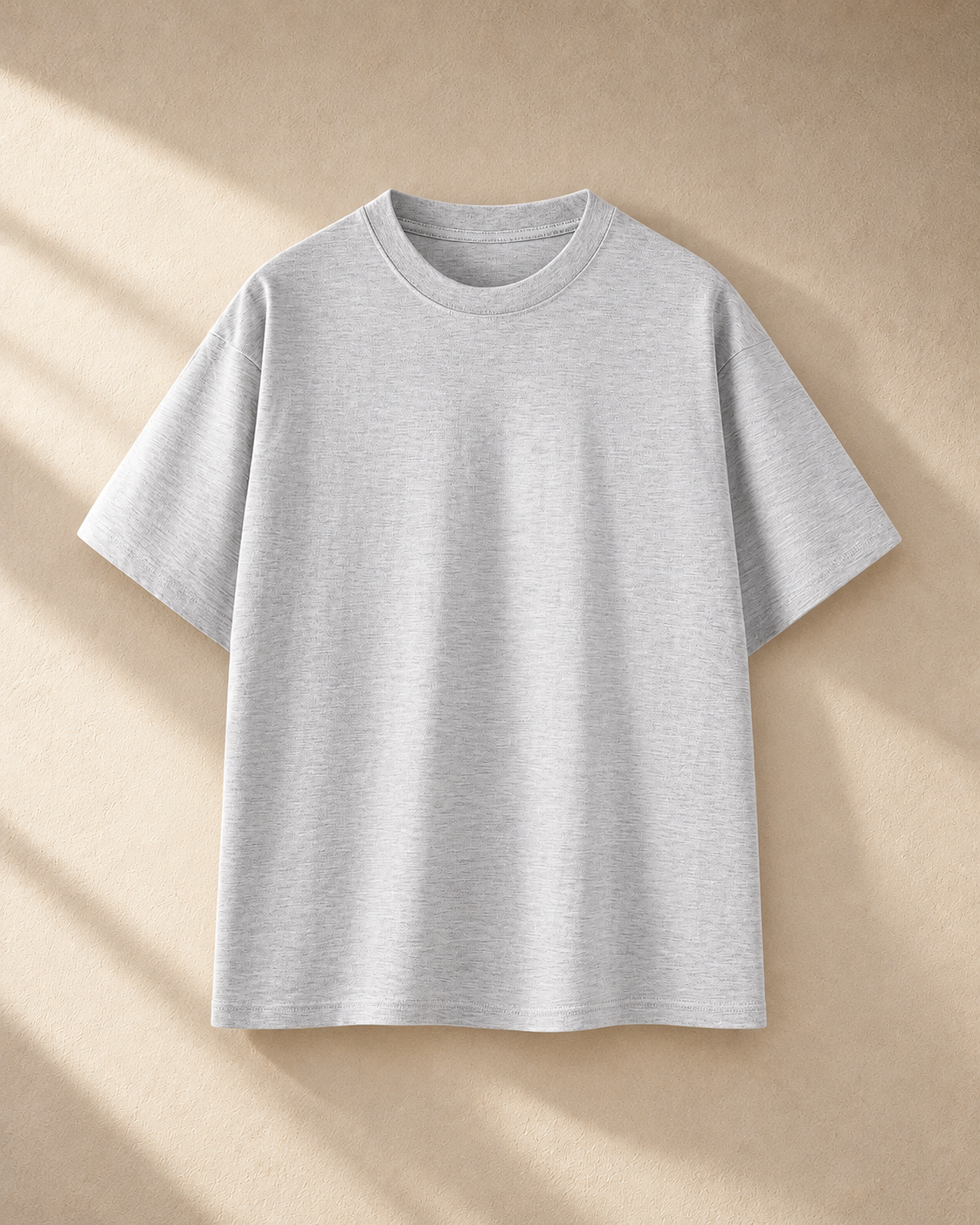 Home & Away Everyday Tee in White Gray, front: 260 gsm 100% cotton jersey