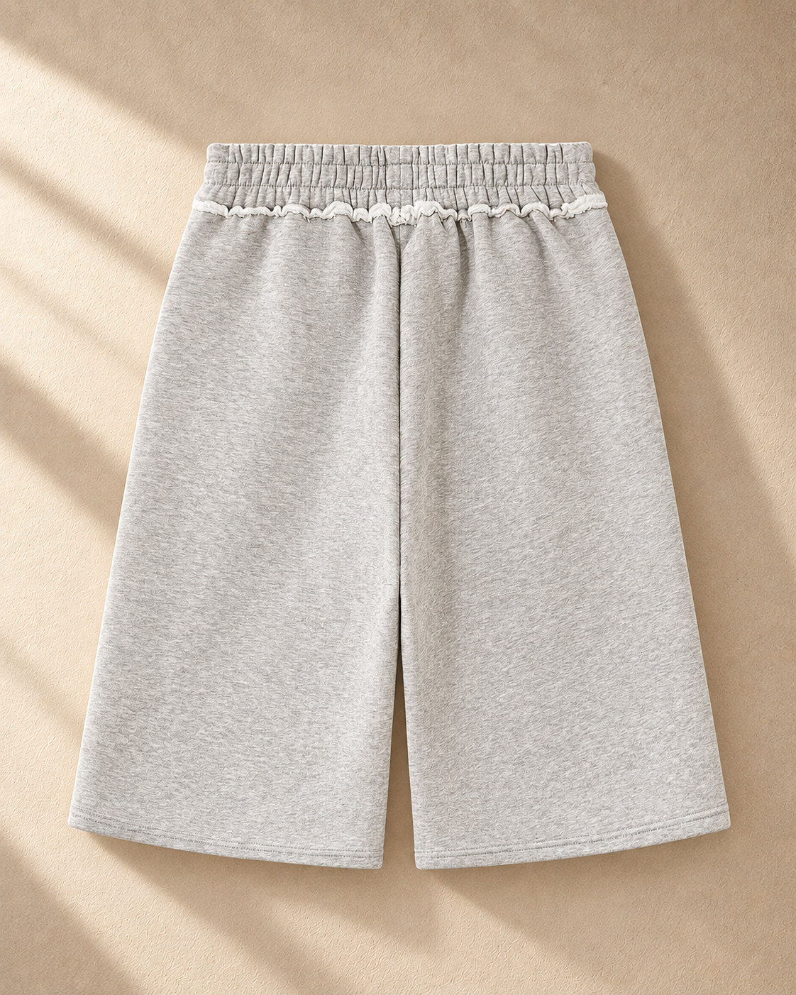 Home & Away Raw Edge Short in Flower Gray, back: 345 gsm brushed fleece with a raw edge waistband