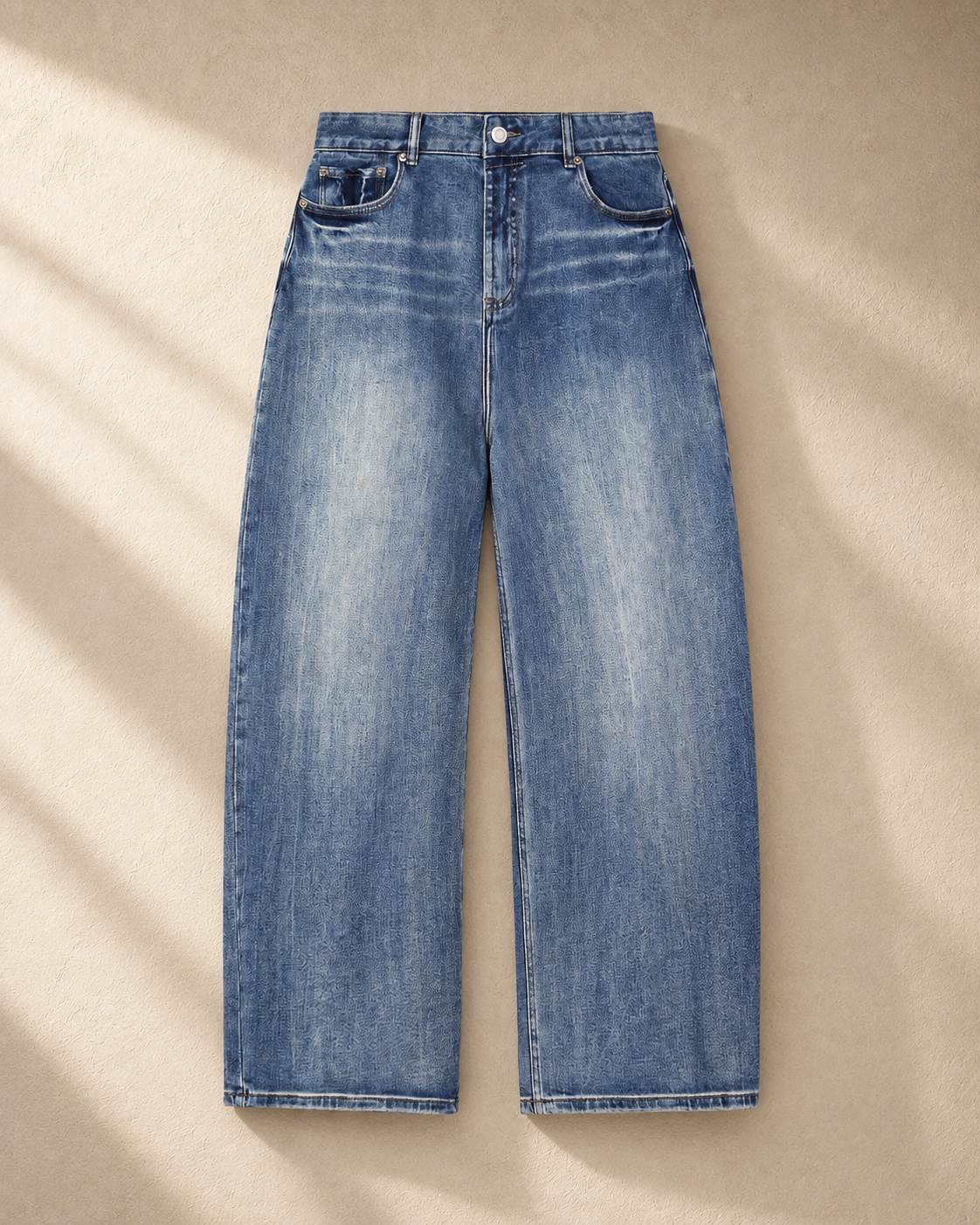 Sunfade Jean in Blue, front: 543 gsm (16 oz) denim with a water-streak sun fade