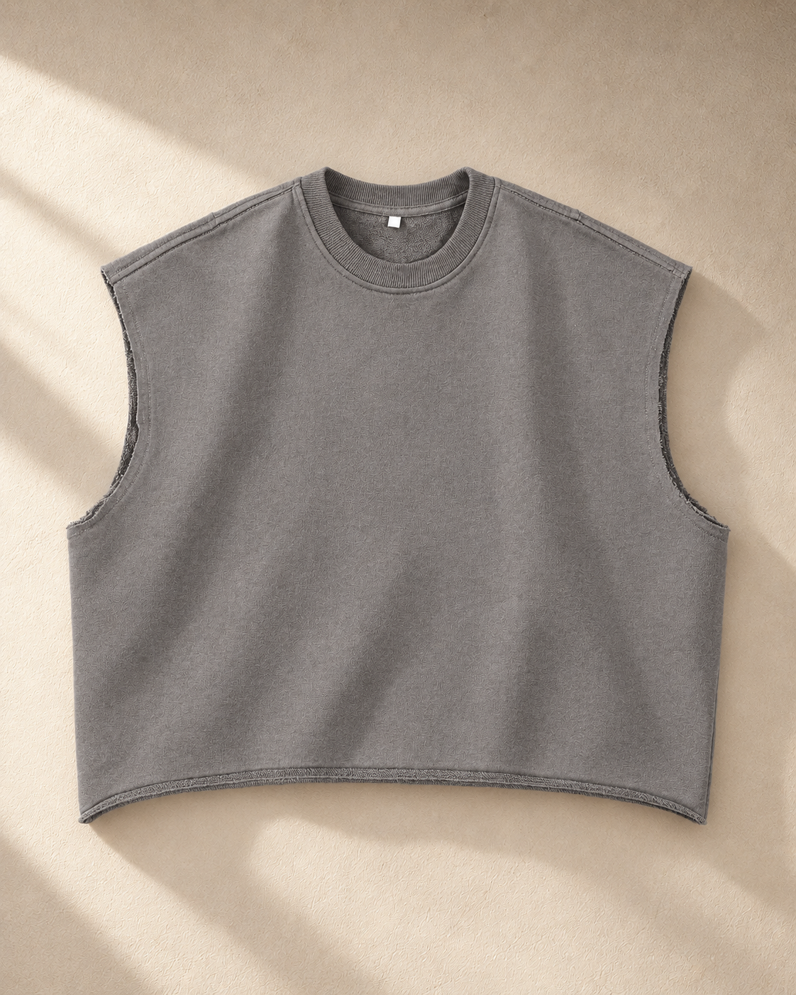 Home & Away Terry Tank in Gray, front: 340 gsm French terry with a squared-off hem