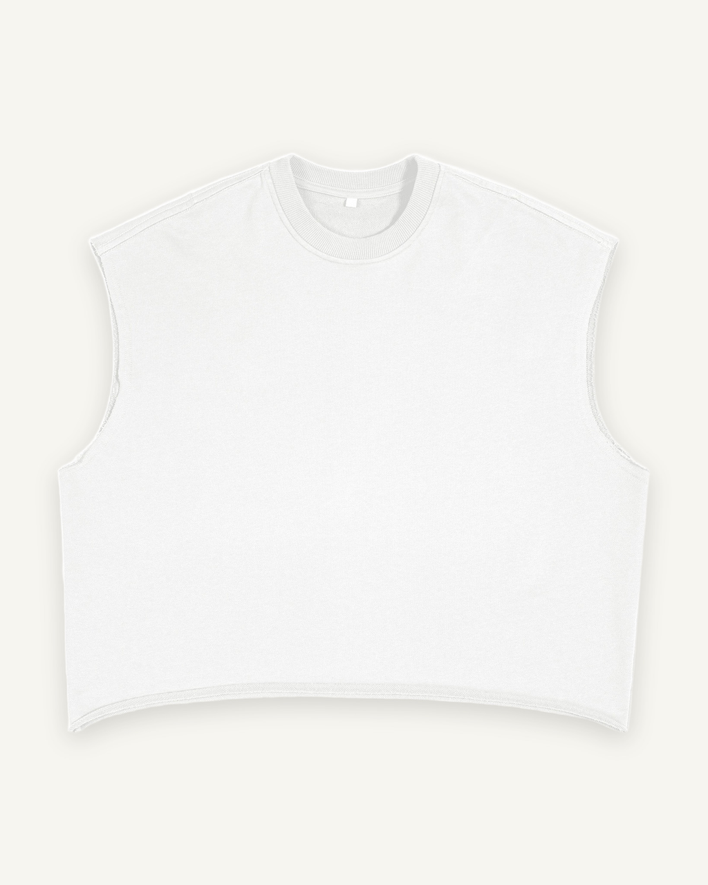 Home & Away Terry Tank in White, front: 340 gsm French terry with a squared-off hem