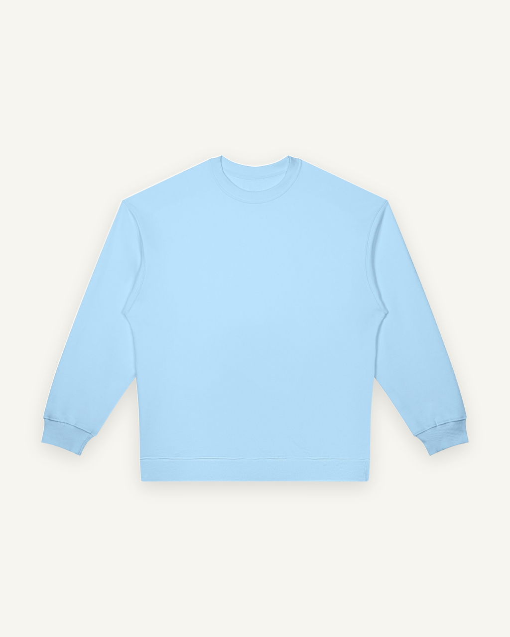 Home & Away Crewneck in Light Blue, front: 380 gsm cotton-blend fleece with ribbed collar, cuffs and hem