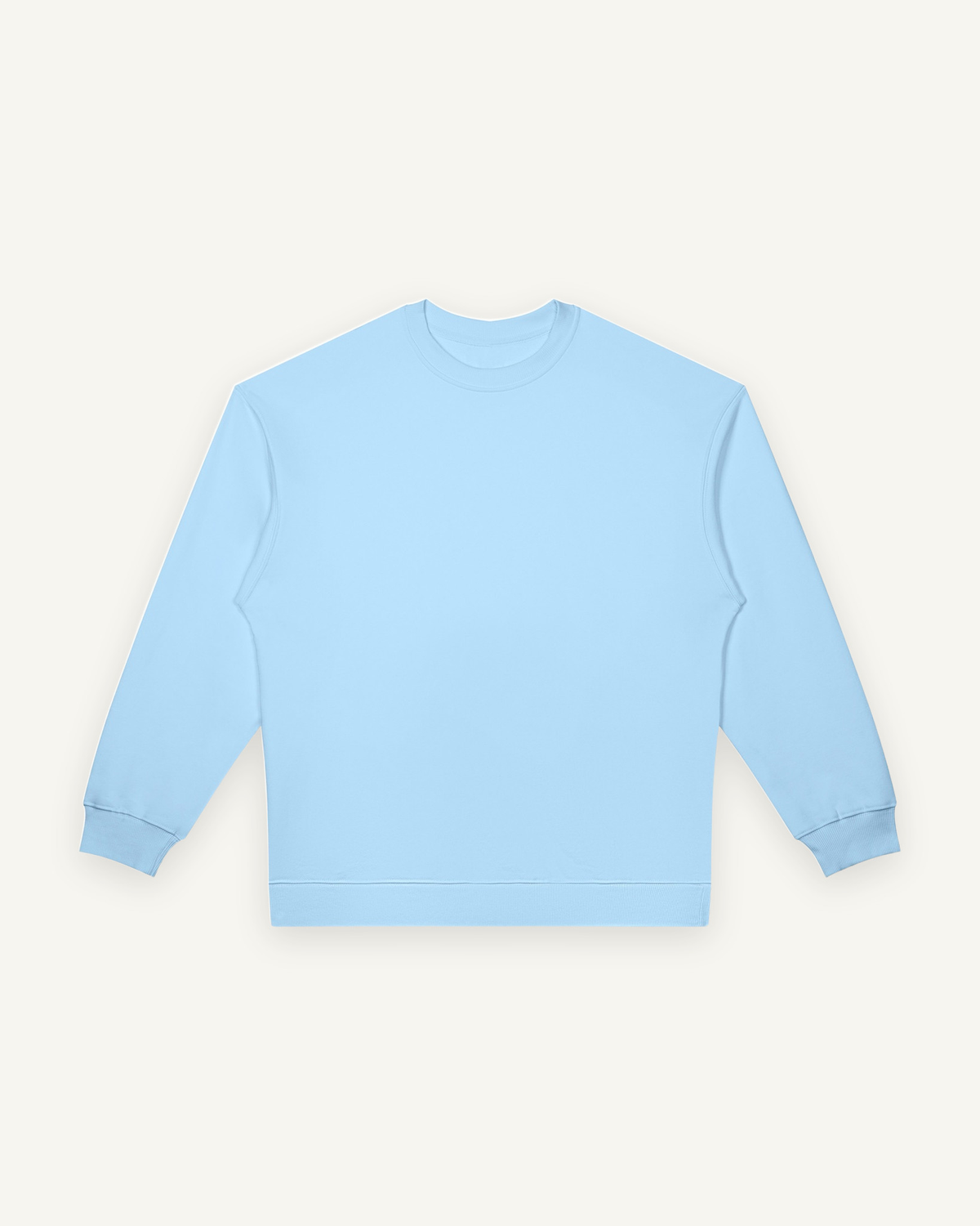 Home & Away Crewneck in Light Blue, front: 380 gsm cotton-blend fleece with ribbed collar, cuffs and hem