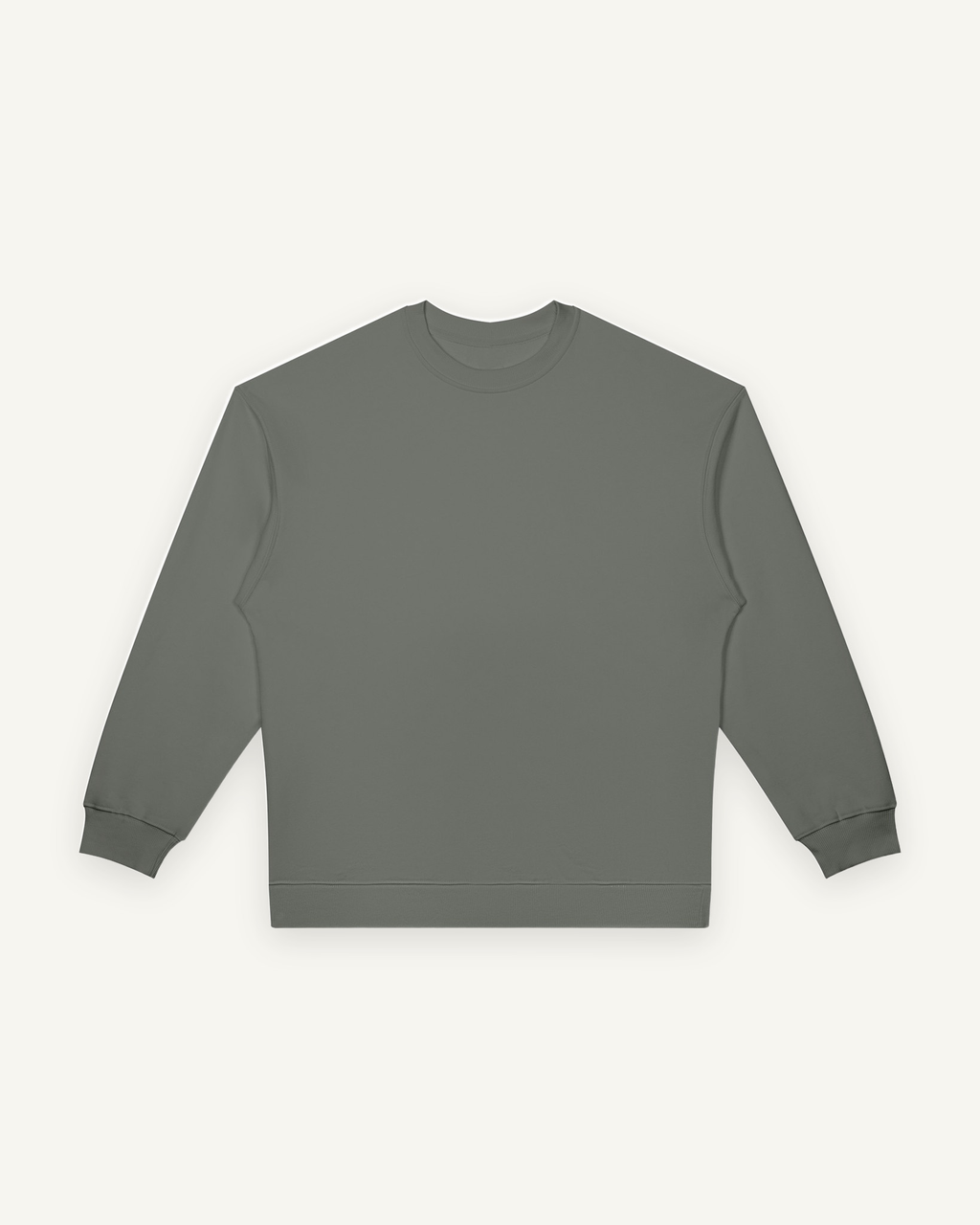 Home & Away Crewneck in Gray, front: 380 gsm cotton-blend fleece with ribbed collar, cuffs and hem
