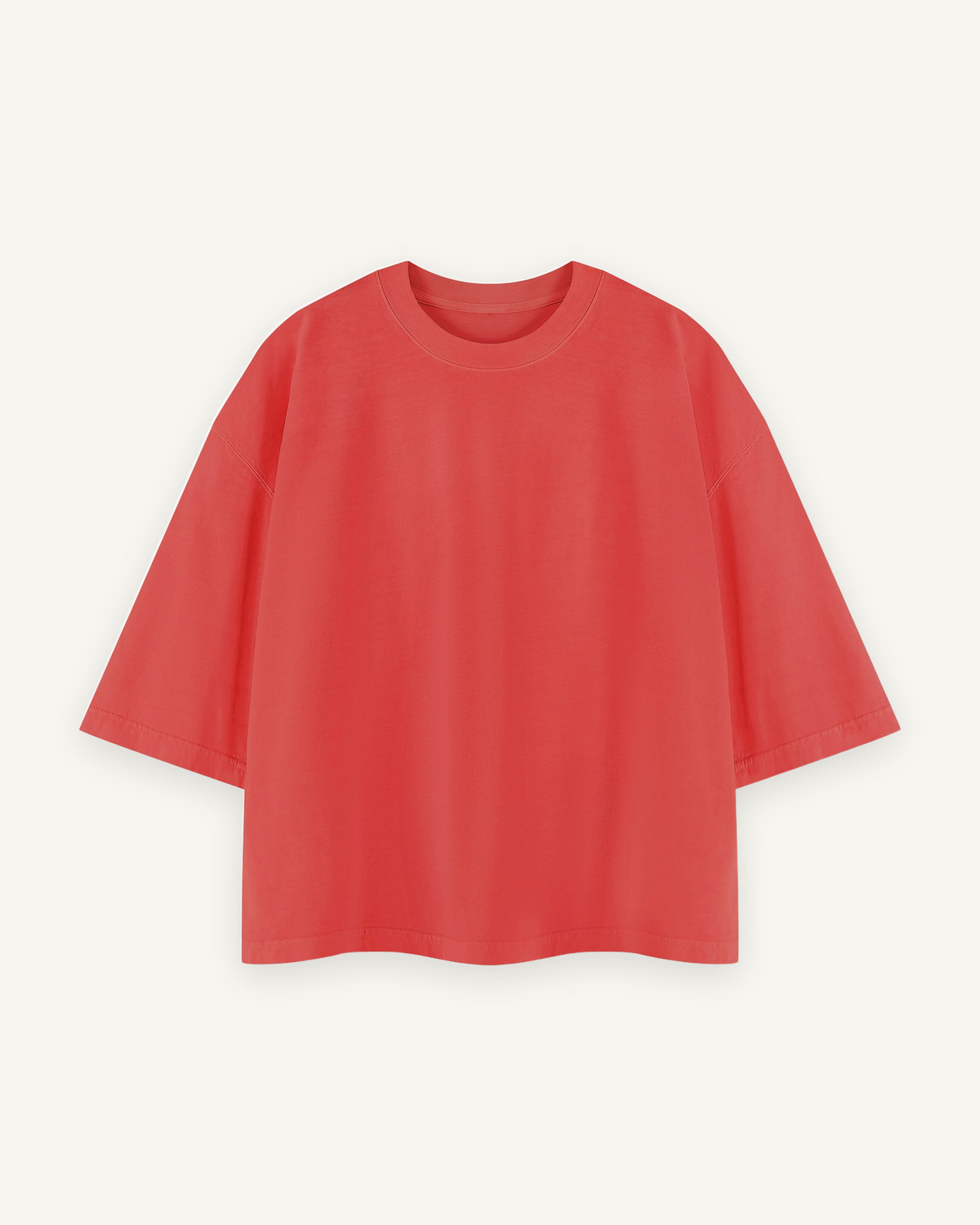 Home & Away Boxy Tee in Red, front: 230 gsm cotton, washed soft, cut short and wide
