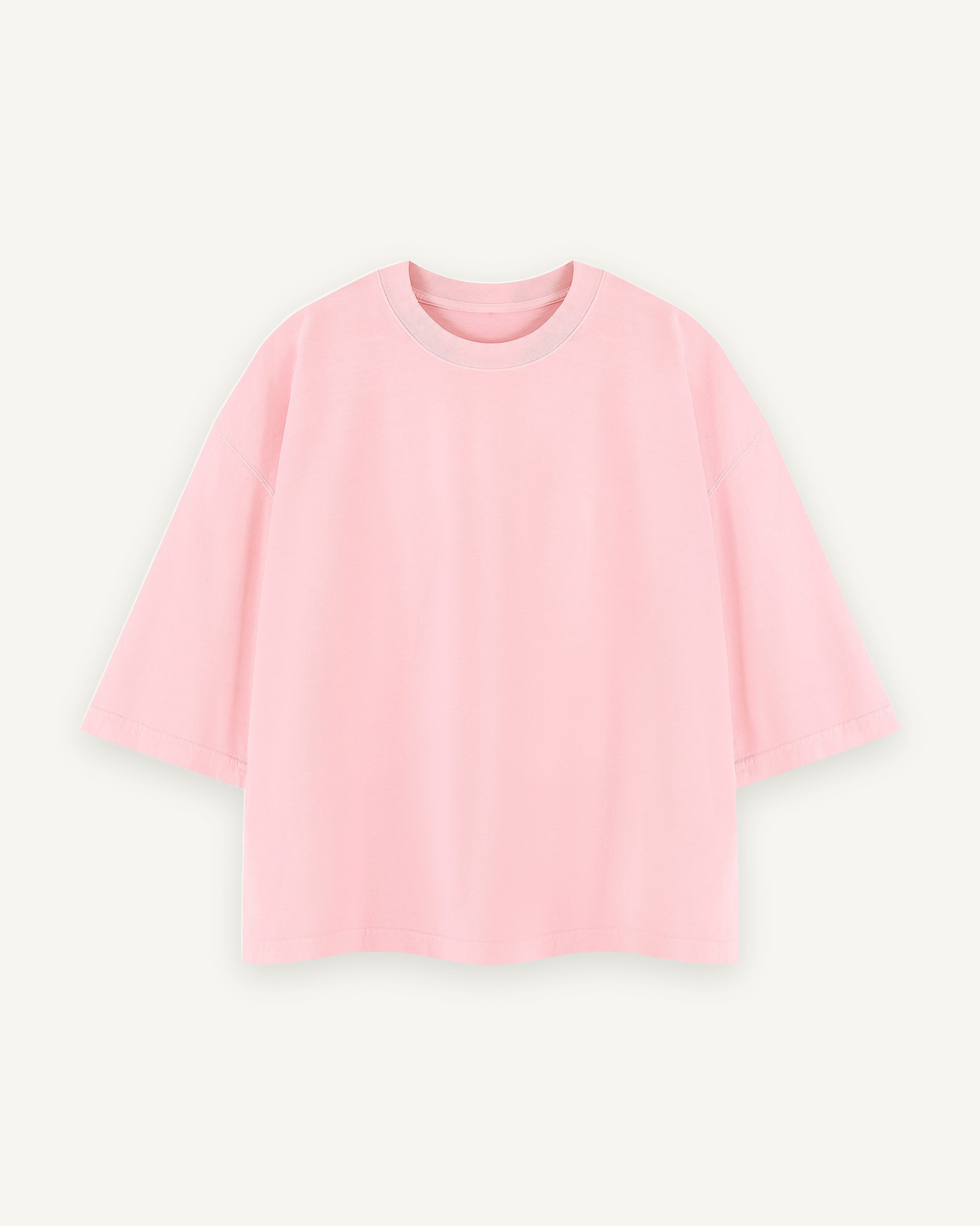 Home & Away Boxy Tee in Pink, front: 230 gsm cotton, washed soft, cut short and wide