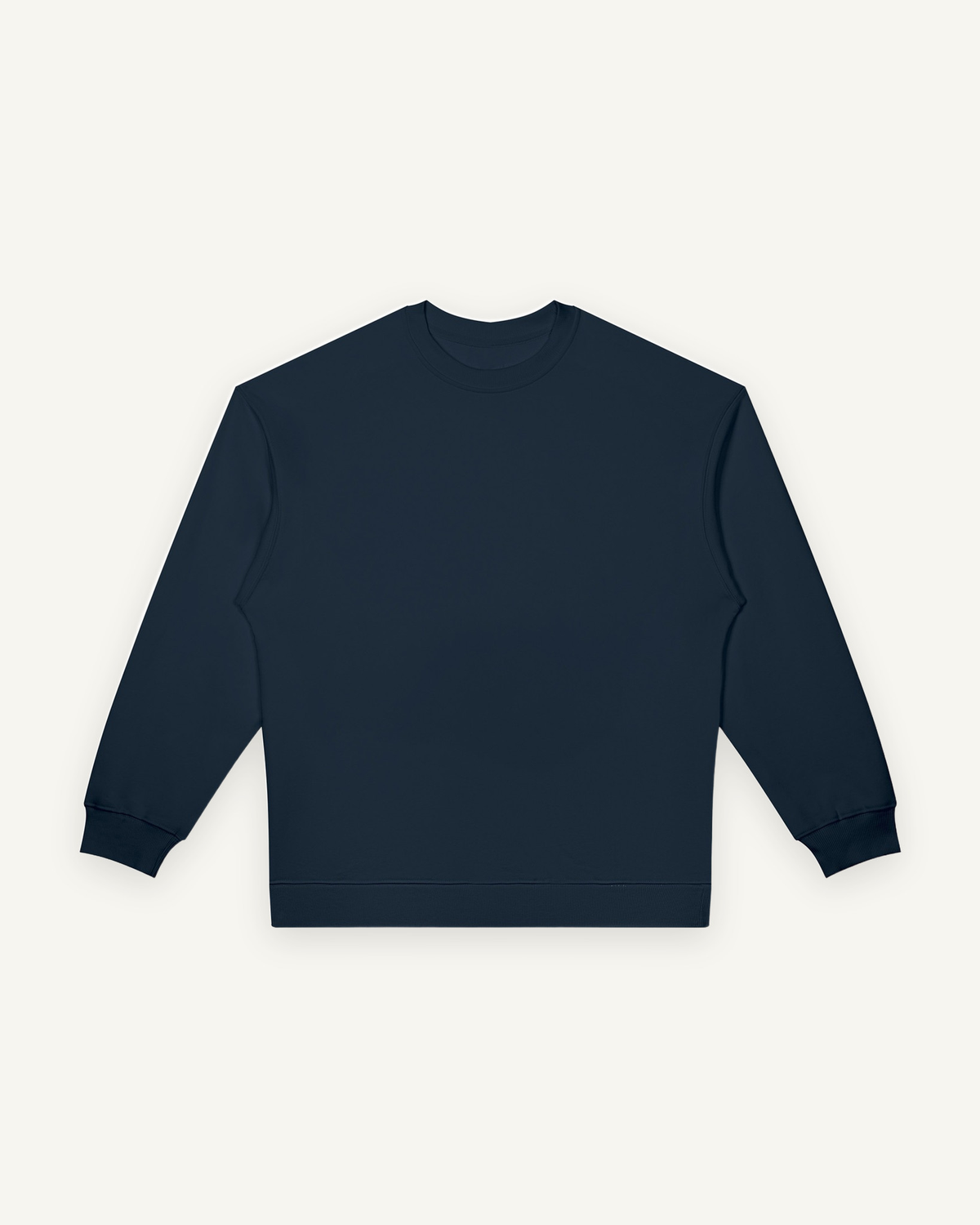 Home & Away Crewneck in Navy Blue, front: 380 gsm cotton-blend fleece with ribbed collar, cuffs and hem