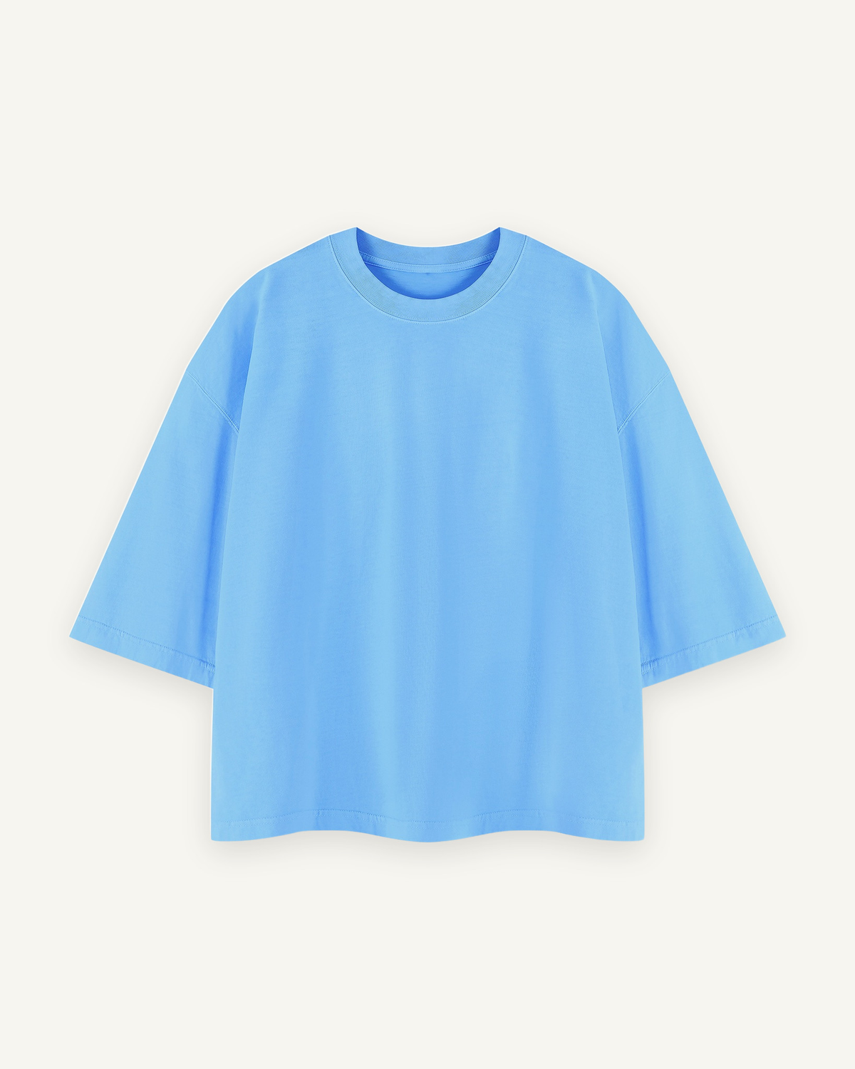 Home & Away Boxy Tee in Sky Blue, front: 230 gsm cotton, washed soft, cut short and wide