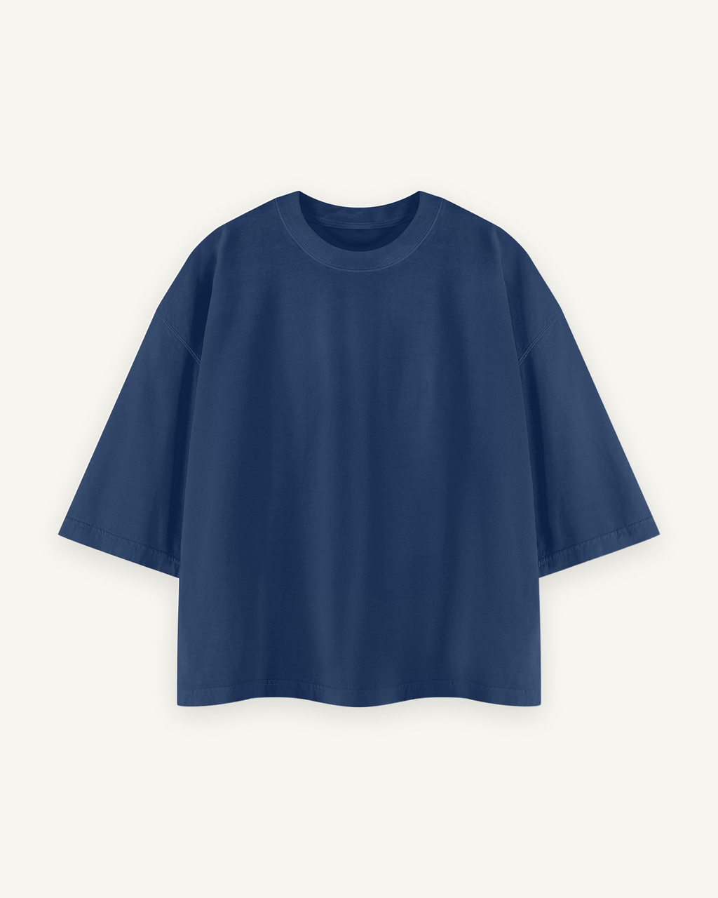 Home & Away Boxy Tee in Navy Blue, front: 230 gsm cotton, washed soft, cut short and wide