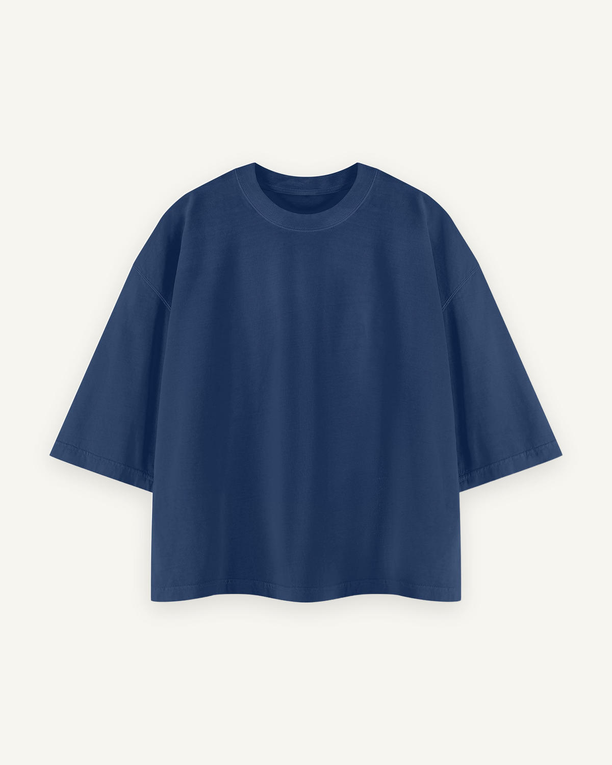 Home & Away Boxy Tee in Navy Blue, front: 230 gsm cotton, washed soft, cut short and wide