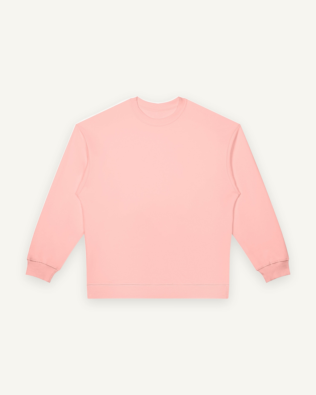Home & Away Crewneck in Pink, front: 380 gsm cotton-blend fleece with ribbed collar, cuffs and hem