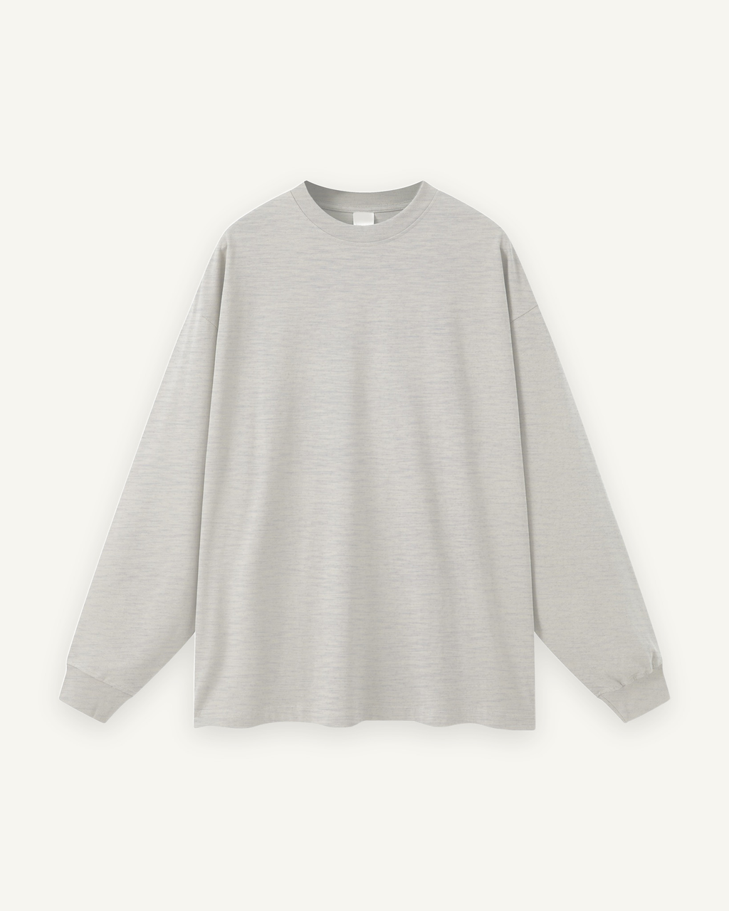 Home & Away Long Sleeve Tee in Oat Gray, front: 305 gsm cotton jersey, about double a standard tee