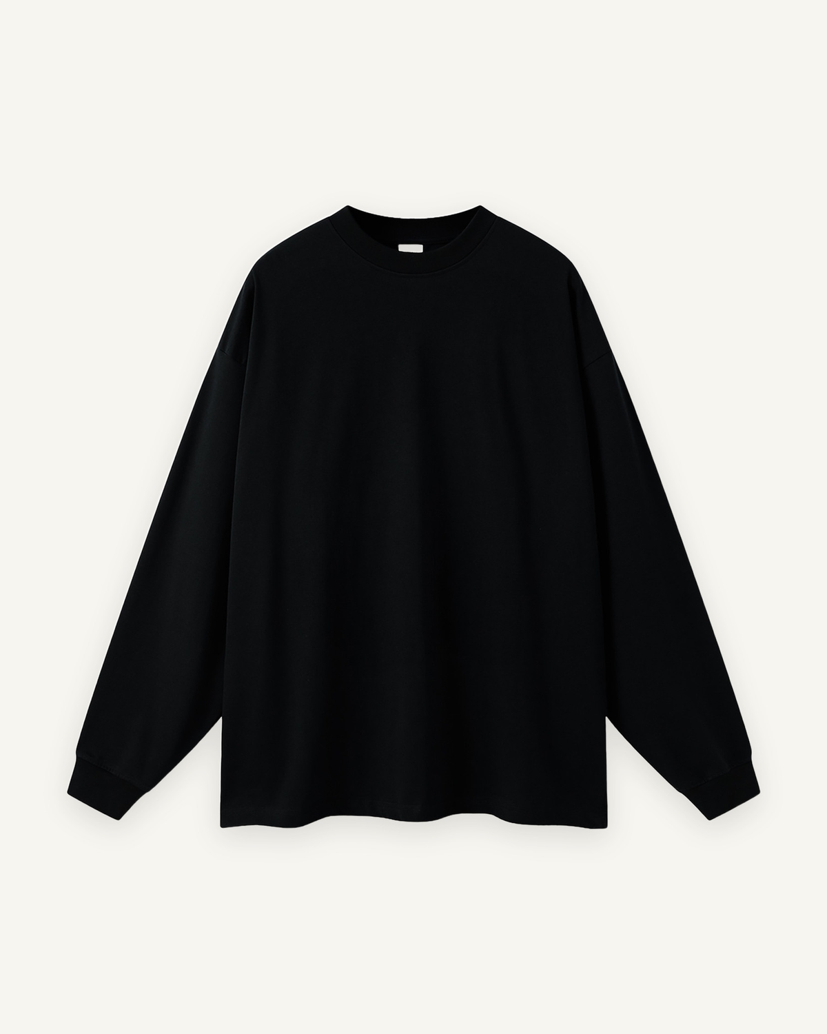 Home & Away Long Sleeve Tee in Black, front: 305 gsm cotton jersey, about double a standard tee