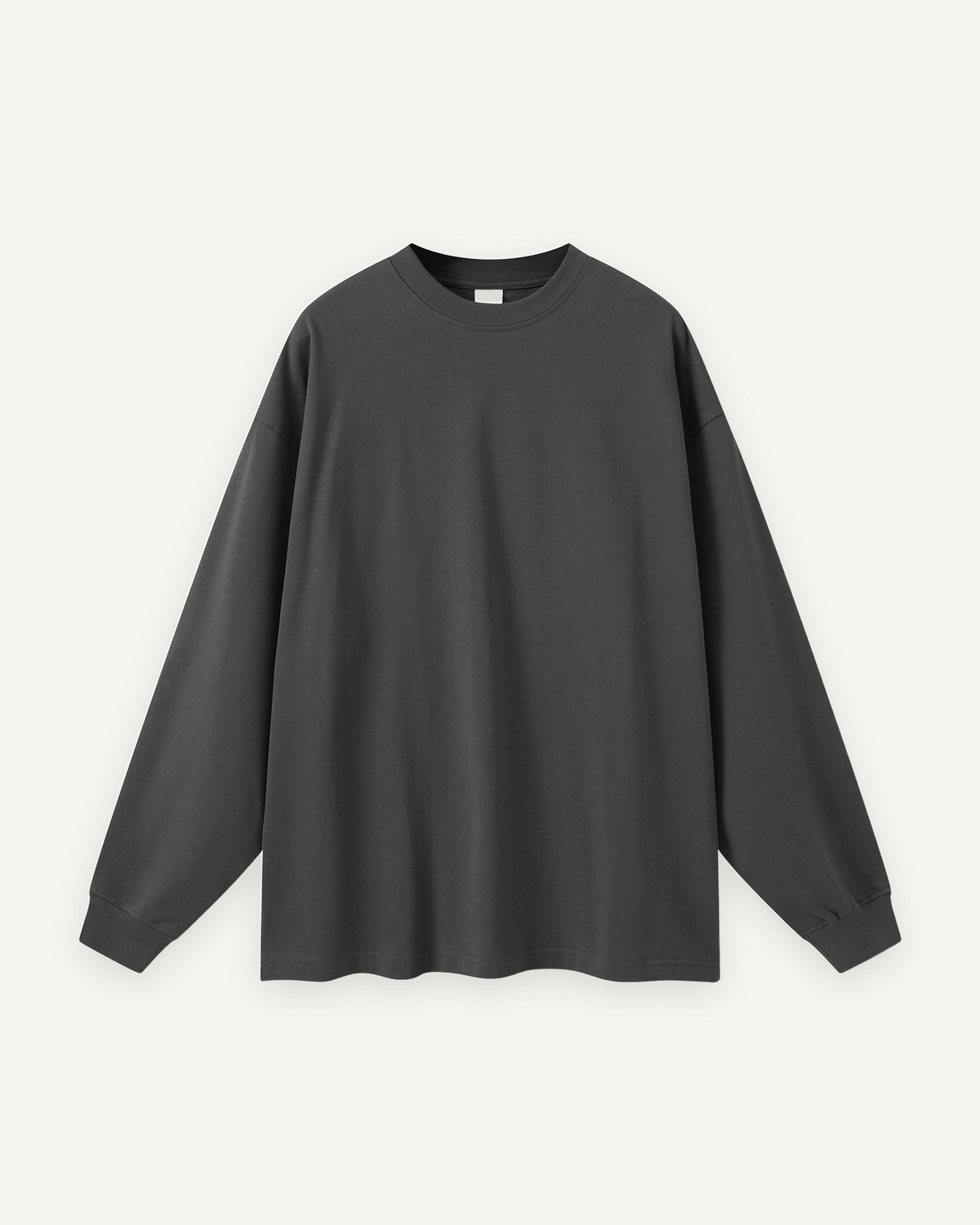 Home & Away Long Sleeve Tee in Carbon Gray, front: 305 gsm cotton jersey, about double a standard tee