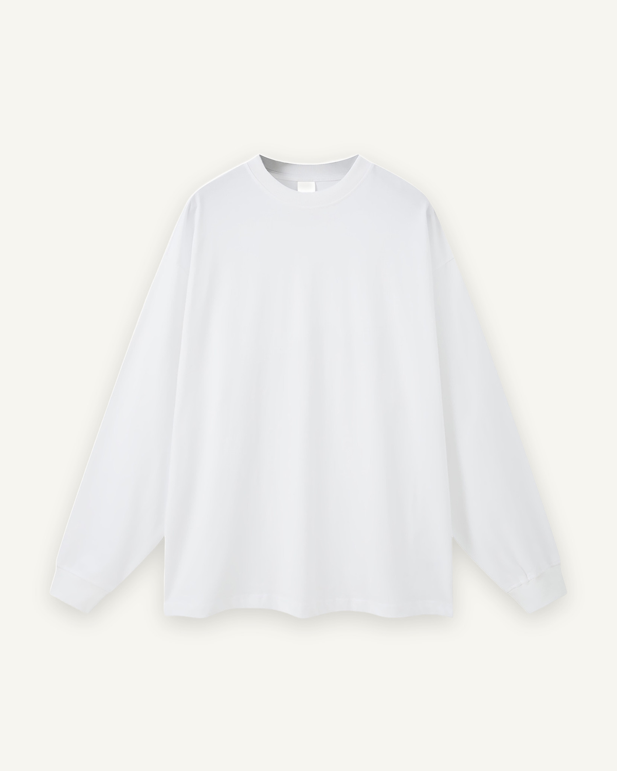 Home & Away Long Sleeve Tee in White, front: 305 gsm cotton jersey, about double a standard tee