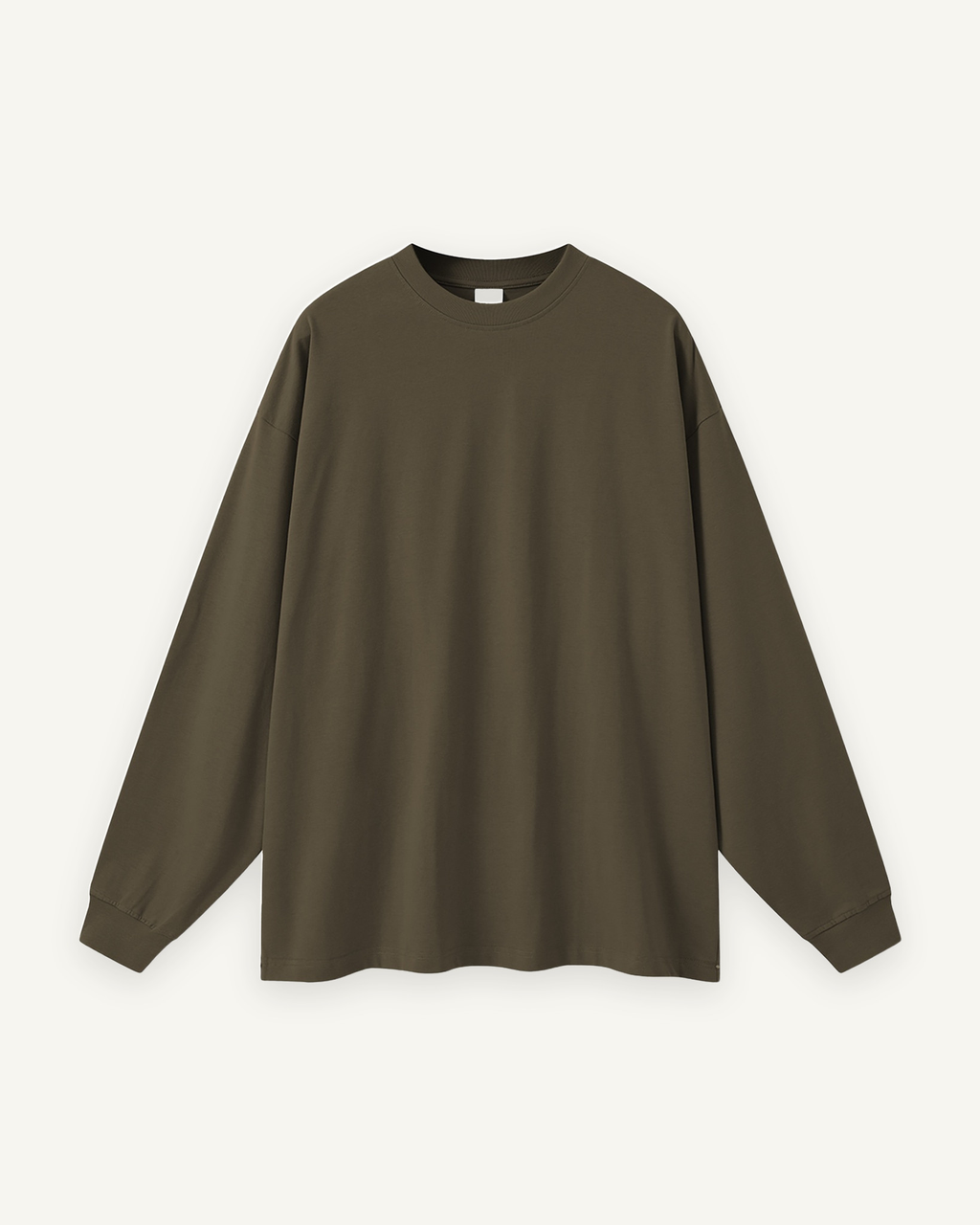 Home & Away Long Sleeve Tee in Brown, front: 305 gsm cotton jersey, about double a standard tee