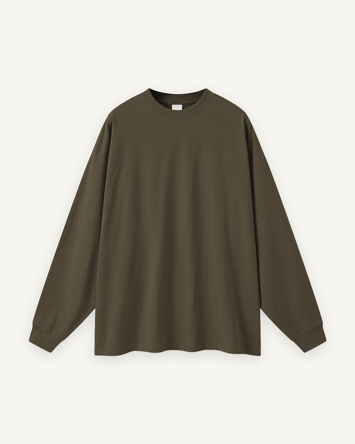Home & Away Long Sleeve Tee in Brown, front: 305 gsm cotton jersey, about double a standard tee