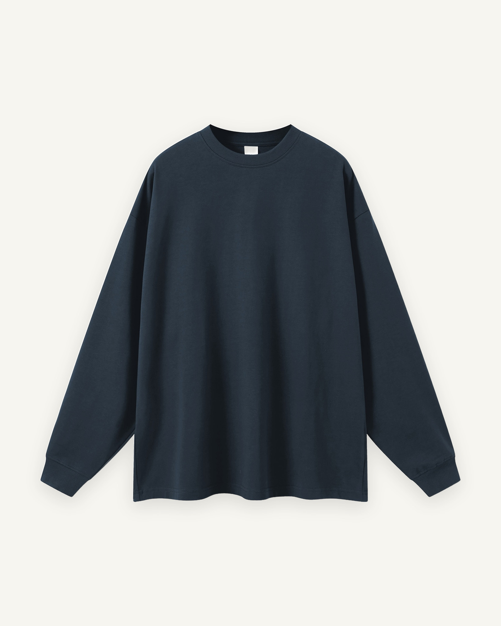 Home & Away Long Sleeve Tee in Navy, front: 305 gsm cotton jersey, about double a standard tee
