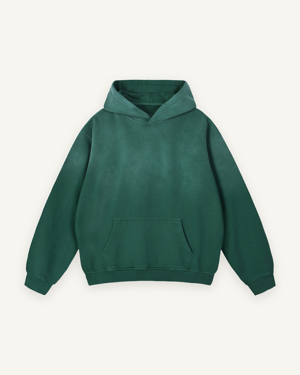Home & Away Boyfriend Hoodie in Green, front: 400 gsm heavyweight loopback cotton with a washed, individually dyed finish
