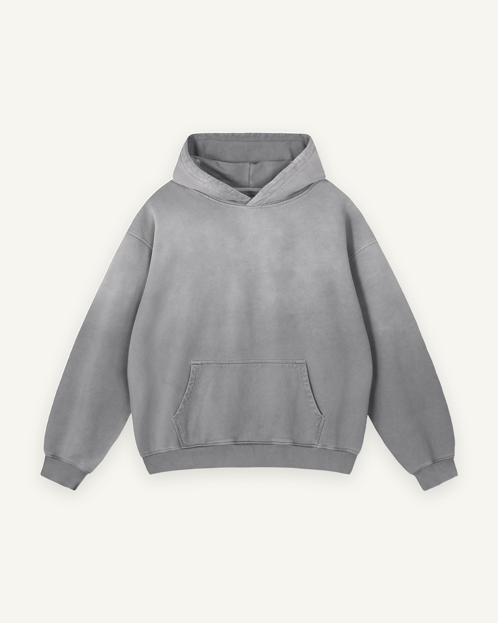 Home & Away Boyfriend Hoodie in Gray, front: 400 gsm heavyweight loopback cotton with a washed, individually dyed finish