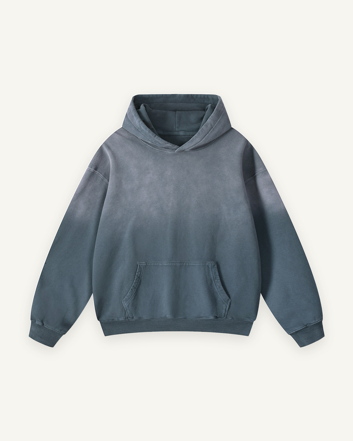 Home & Away Boyfriend Hoodie in Gray Blue, front: 400 gsm heavyweight loopback cotton with a washed, individually dyed finish