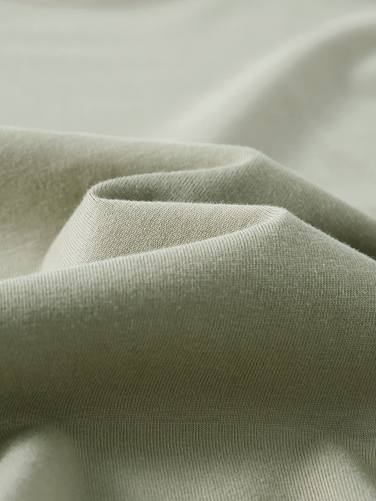 Home & Away Long Sleeve Tee in Oat Gray, construction detail, supplier photograph of the garment