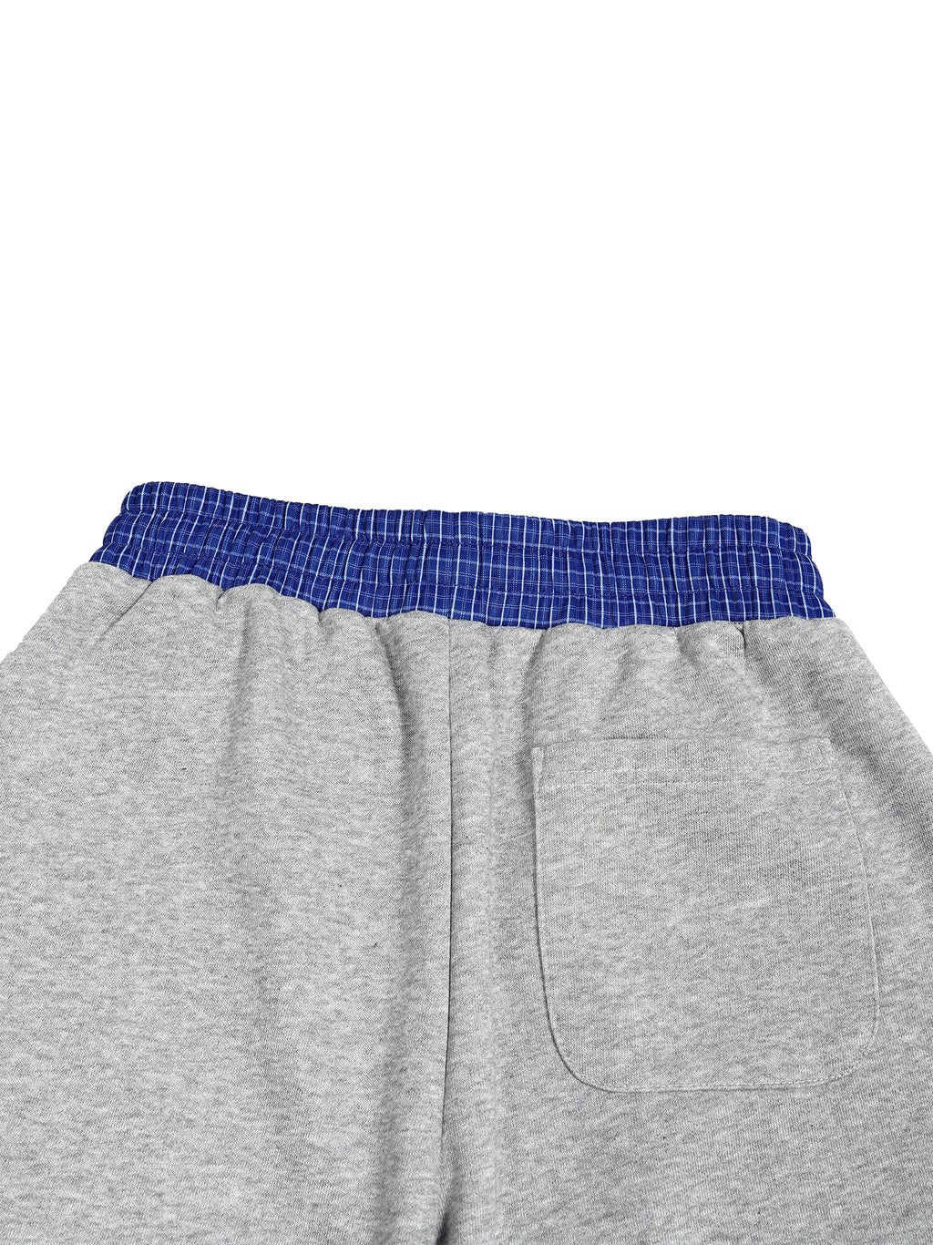 Home & Away Plaid Barrel Sweatpant in Flower Gray, construction detail, supplier photograph of the garment